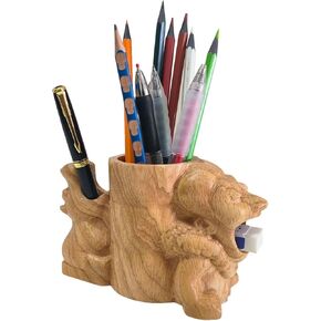 Oak Wood Pencil Holder, Natural Wood Pen Holde Storage Box,pencil holder for desk,desk organizer,art supply storage organizer,writing utensil organizer,cute stuff,aesthetic office supplies.
