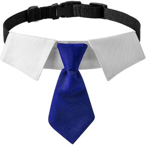 Dog Collar, Soft Polyester Dog Bow Tie with Metal Buckle for Large, Medium and Small Boys Cat Dog Tie (Small, Blue/White)