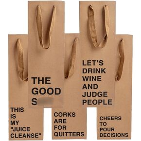 Funny Wine/Alcohol Gift Bag Set - 5 Piece Snarky Set #2 with Humorous Sayings for Birthdays and Celebrations