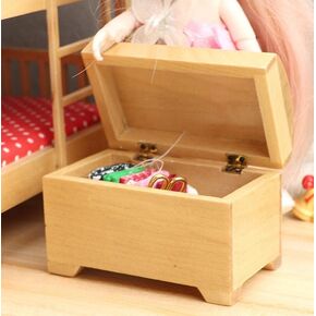 EatingBiting 1:12 Dollhouse Miniature Furniture Wooden Cabinet Treasure Chest Box Case Scene Treasure Chest Keepsake and Jewelry Box Wood - Toy Treasure Box