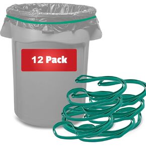 Rubber Bands for 55 Gallon Trash Cans – 12 Pack | Secure 55 Gallon Trash Bags | Heavy Duty, Durable, Stretchable, & Reusable for 55 Gal Garbage Cans