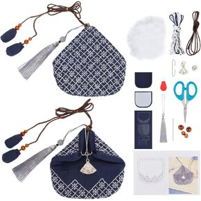 FREEBLOSS DIY Sashiko Kit Sashiko Coin Purse Kit with Snow Pattern Hand Sewing Kit with Full Sashiko Supplies Japanese Cross Stitch Kit Beginner Embroidery Kit for Adults