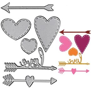 3pcs Love Heart Cutting Dies, 3pcs Love Arrow Die Cuts Metal Embossing Stencils Template Mould for Card Scrapbooking and DIY Craft Album Paper Card Decor