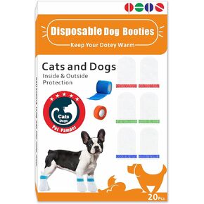 22Pcs Disposable Dog Boots, Cat & Dog Foot Towel, Adjustable Self-Adhesive Foot Cover, Pet Waterproof Foot Cover, Large, Medium and Small Size Pet Socks (Large)