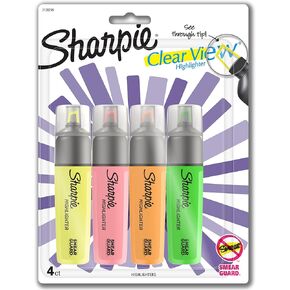 SHARPIE Clear View Highlighter, Chisel Tip Fluorescent And Pastel Highlighters, See Through Tip Highlighter Marker Set, Tank Highlighter, Assorted Colors, 8 Count
