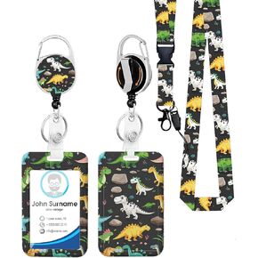 with ID Card Holder Caregiver Worker, Office School Lanyard Key Ring Fox Name Tag Retractable Heavy Duty Badge Reel Clip Vertical ID Card Protective Case