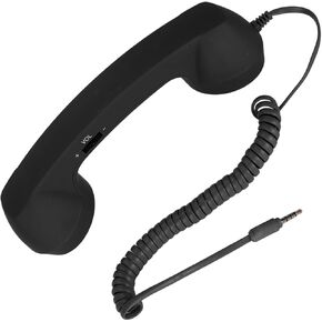 Retro 3.5mm Telephone Handset, Radiation Proof Cell Phone Receiver Mic Microphone Speaker, Vintage Phone Handset for Cellphone Smartphone,with USB C (Black) in Kuwait