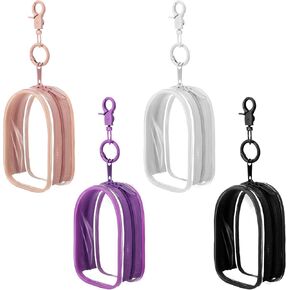 4 Pcs Clear Figure Display Bag with Keychain Portable Clear Pouch Keychain Mini Doll Pouch Carrying Case Bag Pouch Keychain Charms Hanging Blind Box Organizer Box for Collectibles Sonny Doll