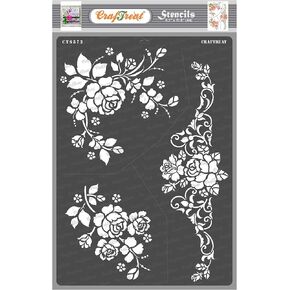 CrafTreat Reusable Rose Stencils for Painting on Wood, Canvas, Paper, Fabric and Wall - Bouquet of Roses - Size: A4 (8.3 x 11.7 Inch) - DIY Art and Craft Stencils for Home Decor - Flowers templates