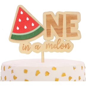 Wooden Watermelon One Cake Topper - Boho One in a Melon Cake Topper, Watermelon 1st Birthday Decoration, First Birthday Cake Decoration for Bays and Girls, Cake Smash Props