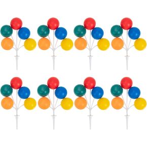FAVOMOTO 8 PCS Balloon Cake Picks - Colorful Dessert Toppers for Cup Cakes Rainbow Birthday Cake Decorations Foam Balloon Shape Adorns for Cake