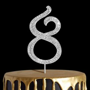 عدد الكعكة Topper 6 ، Uniideco Gold Rhinestone Metal Metal Bling Bling Cake Decor ، Parchly Happy Birthday Wedding Anniversary Party Party (Gold ، 6)