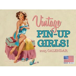 Vintage Pin Up Girl Calendar 2025 Monthly Wall Calender 12 Month | American Made In The USA