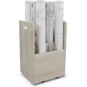BISupply Blueprint Holder Map Storage on Wheels - 20 Slot White Rolled Architectural Plan Cart