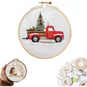 TINLOK Christmas Embroidery KIT,Adults Kids DIY Handmade,Hand Embroidery Starter Kits with Stamped Embroidery Pattern,for Christmas Embroidery Kits for Adults Beginners Starter (D)