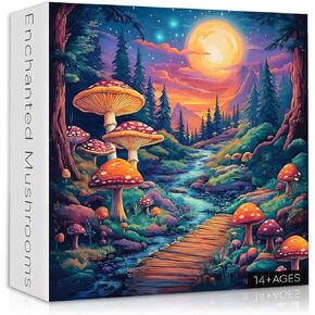 Mushroom Puzzle 1000 Pieces for Adults, Magic Forest Plant Nature Puzzle Landscape, Colorful Fantasy Mushroom Art Jigsaw Puzzle Challenging