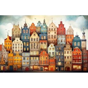 MISITU 1000 Pieces Jigsaw Puzzles for Adults Teens Challenging Difficult Puzzles Impossible Jigsaw Puzzles Art Craft Puzzles Games Toys Gifts Colorful Castle House Jigsaw Puzzles 28 x 20 inch