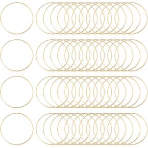 60Pcs 40mm Hoop Earrings Findings Round Beading Hoops Golden Brass Circle Ear Link Open Bezel Frame Pendant for Jewelry Making Women Crafting DIY Art Creation Gift Key Chains Supplies