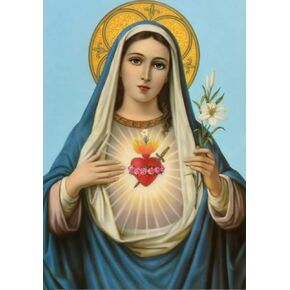 MZWSDH Virgin Mary Diamond Dots Art Religion 5D Full Round Cross Stitch Diamond Painting Virgin Mary and Flower Painting by Numbers with Diamond for Beginner Adult Kid Living Room Decor (30X40CM)