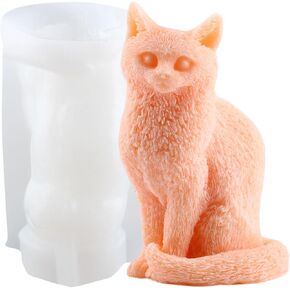 Cat Candle Mold Standing Cat Silicone Candle Molds Cat Resin Casting Mold for Animal Candle Making Candle Home Decorate Mold Aromatherapy Gypsum Candles Resin Clay Craft