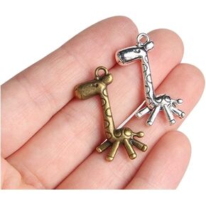 Wixine 20Pcs Cute Giraffe Charms Giraffe Pendants Antiqued Silver Tone 3D 15 x 29 mm Making DIY Handmade Accessories Craft