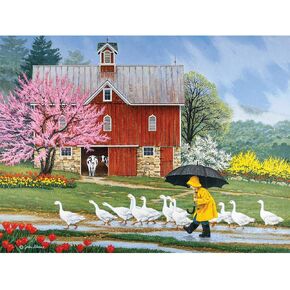 Bits and Pieces – Large 300 Piece Jigsaw Puzzle for Adults – ‘Puddle Jumpers’ Jigsaw Puzzle by Artist John Sloane, Completed Puzzle Size: 18" x 24"