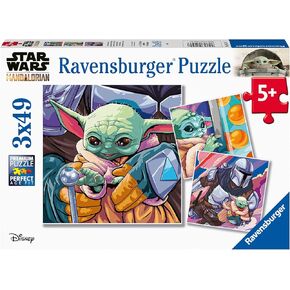 Ravensburger Star Wars The Mandalorian: Grogu Moments - 3 x 49 Piece Kids Jigsaw Puzzle Set | Unique & Interlocking Pieces | Builds Problem-Solving Skills | FSC-Certified Materials