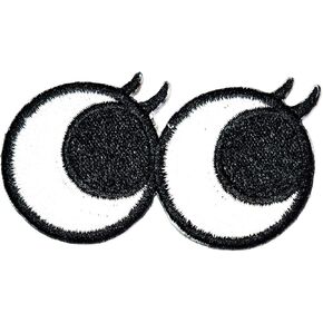 Cute Black White Doll Eyes Eyeball Cartoon Iron On Patches Embroidered Pretty Sewing On Patches Appliques for Clothes Jackets Hats Backpacks Jeans Kids Children