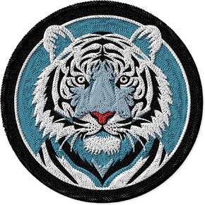 White Tiger Patch Embroidered Iron on Patches for Clothes Backpacks Bags Jeans Jackets Size 3" ID45095