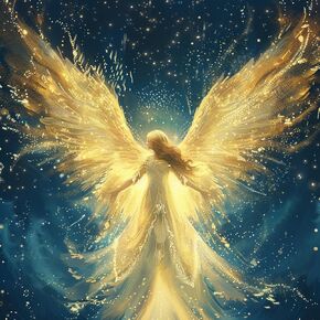 Generic White Angel with Golden Wing Shining 5D Diamond Art Painting for Adults Full Drill Round Diamond Paint by Number Kits for Beginners Gems Cross Stitch for Wall Decor 13.8x13.8inch(6)