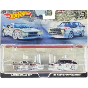 037#037 White with Stripes and 1984 Sport Quattro #2 White Car Culture Set of 2 Cars Diecast Model Cars by Hot Wheels HCY73
