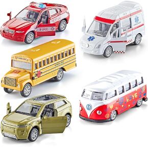 KIDAMI Diecast Toy Trucks 4 Pack Pull Back Toy Cars Openable Doors Off-Road Car Toys Birthday Gift for Boys and Toddlers (Original)
