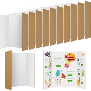 36" x 48" White Trifold Poster Boards 12 PCS Large Sturdy Foldable Poster Board for Science Fair Event Displays School Projects,Exhibitions,Graduation
