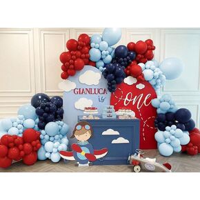 Navy Blue Red Balloon Garland Double Stuffed Macaron Blue Royal Red Balloon Premium Red Latex Balloon Arch Kit for Superhero Boys Birthday Baseball Theme Nautical Party Decorations