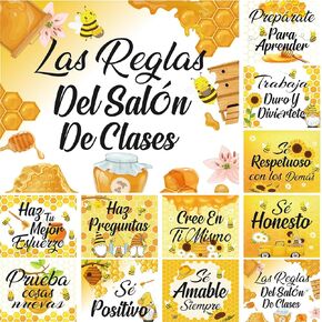 Spanish Classroom Posters Decorations Motivational Posters Banner Inspirational Positive Porch Door Signs for Students Teacher Back to School Classroom Rules Bulletin Board Wall Decor