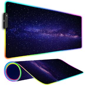 لوحة فأر ألعاب RGB ، موسيباد كبير مع ضوء LED ، وسادة لوحة مفاتيح ألعاب ألعاب للمكتب ، قاعدة فأر مطاطية غير قابلة للانزلاق للألعاب ، 31.5 × 11.8 بوصة ، جبل الذهب الأسود