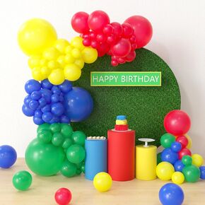 Cartoon Friends Birthday Party Supplies - 124 Pcs Cartoon Theme Balloon Garland Arch Kit, Red Blue Yellow Green Latex Balloon Arch For Friends Inspired Birthday Party Decorations