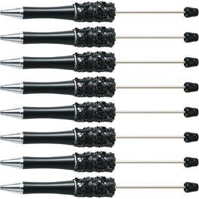 Craftdady 8pcs Ball-Point Pen Beaded Pen Cute Personalized Pen Black Ink Creative DIY Pen Star Sequin Plastic Beadable Pen Bend Pens for Students Teacher Office School Pale Turquoise Color
