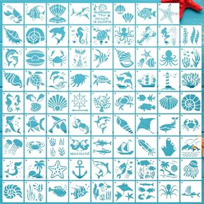 80 Pcs 4 x 4 Inch Stencils for Painting on Wood, Reusable Flower Butterfly Bird Bee Plastic Stencils DIY Craft Paint Template Set for Wall Home Decor
