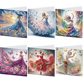 8 Packs Diamond Art Painting Greeting Card Kit Diamond Art Greeting Cards Special Shaped Diamond Painting Greeting Card Arts Crafts for Christmas Birthday Thanksgiving Day Holiday (Flowers 30x15cm)