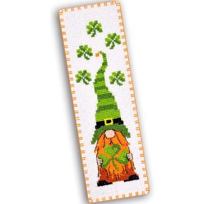 Counted Cross Stitch Kit for Hand Embroidery 'Irish Gnome' - St. Patrick's Day Gifts for a Booklover