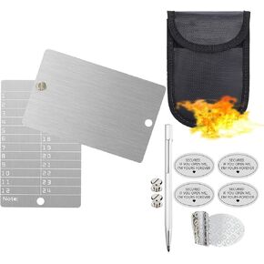 10 in 1 Stainless Steel Bitcoin Crypto Wallet Kit with Fireproof Waterproof Bag, Engraving Pen, Security Seal for Digital Cryptocurrency Backups Seed Storage Compatible with BIP39 Hardware