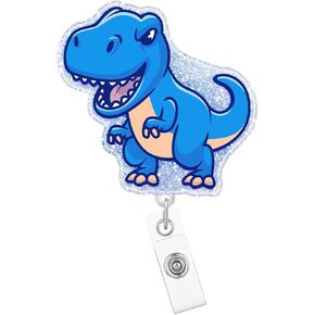 Cute Pediatric Dinosaur Badge Reel Holder Retractable Nursing Funny Nurse Badge Holder Clip Accessories Animal RN CNA Acrylic Medical Name Badge Clip Social Worker Office Jal56ui
