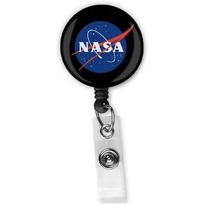 NASA Retractable Badge - Space Astronaut Clip Holder ID Reel Clip for Lanyards Name ID Card