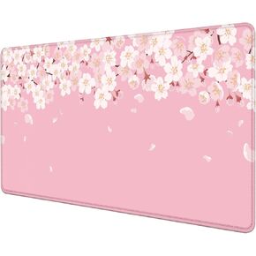 Cherry Blossom Desk Mat Cute, Pink Sakura Large Gaming Mouse Pad, Japanese Floral Flowers Wide Desk Pad Desk Decor, 31.5 x 15.7 Inch, Anime Aesthetic