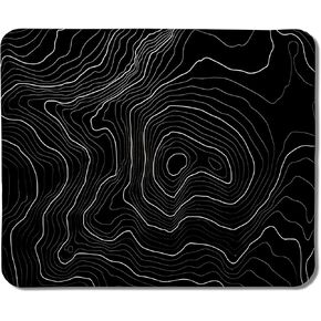 Black Topographic Mouse Pad, Abstract Black and White Mouse Pads for Wireless Mouse Computers Laptop Desk Accessories, Highground Mousepad, Black Desk Accessories for Office, 9.5x7.9 Inch in Kuwait