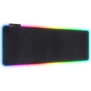 Large Gaming Mouse Pad with Multiple Lighting Modes, RGB Mousepad, Anti-Slip Rubber Base, Computer Keyboard Mousepad Mat (31.5 x 11.8 Inch)