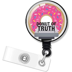ERHACHAIJIA Donut of Truth Retractable Badge Holder with Alligator Clip for Nurses Doctor Rad CT Tech CT Scan Radiology X-ray Student, Funny Donut CT Scan ID Card Badge Reel Gift, Nurse Day Gift