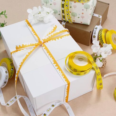 شريط VATIN Satin Bumble Bee Ribbon Craft Ribbon، 1-1/2 بوصة × 10 ياردة، أصفر/أبيض/أسود، شريط تزيين النحل يستخدم لأقواس الشعر، إكليل الزهور، عيد الميلاد، حمام الطفل، كعكة الحفاضات، تغليف الهدايا، تزيين الحفلات in Kuwait