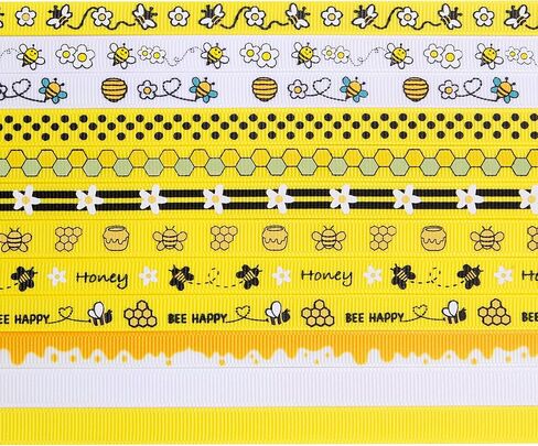شريط VATIN Satin Bumble Bee Ribbon Craft Ribbon، 1-1/2 بوصة × 10 ياردة، أصفر/أبيض/أسود، شريط تزيين النحل يستخدم لأقواس الشعر، إكليل الزهور، عيد الميلاد، حمام الطفل، كعكة الحفاضات، تغليف الهدايا، تزيين الحفلات in Kuwait